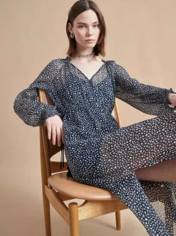 La Ligne Aleksandra Dress Navy/White-Dot Cheap
