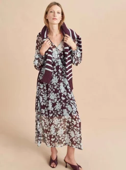 La Ligne Aleksandra Dress Pale-Blue/Dark-Plum Best Sale