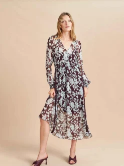 La Ligne Aleksandra Dress Pale-Blue/Dark-Plum Best Sale