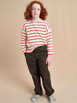 La Ligne Breton Long Sleeve Tee Cream/Poppy Flash Sale