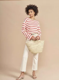 La Ligne Breton Long Sleeve Tee Cream/Poppy Flash Sale