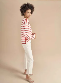 La Ligne Breton Long Sleeve Tee Cream/Poppy Flash Sale