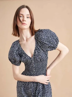 La Ligne Celina Dress Navy/White Dot Cheap