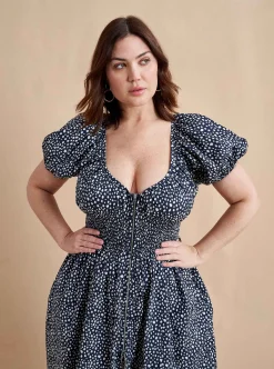 La Ligne Celina Dress Navy/White Dot Cheap
