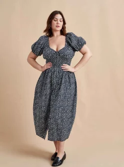 La Ligne Celina Dress Navy/White Dot Cheap
