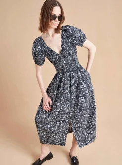 La Ligne Celina Dress Navy/White Dot Cheap