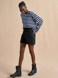 La Ligne Cropped Charlotte Tee Navy/White Flash Sale