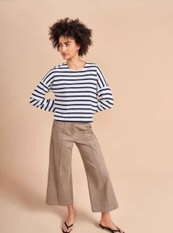 La Ligne Cropped Charlotte Tee White/Navy Outlet