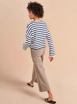 La Ligne Cropped Charlotte Tee White/Navy Outlet