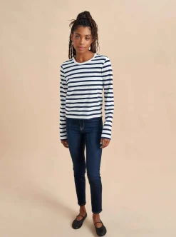 La Ligne Davie Tee White/Navy Best Sale