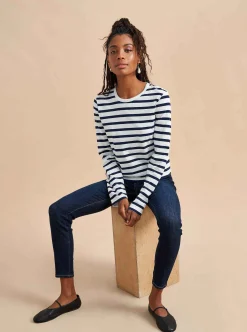 La Ligne Davie Tee White/Navy Best Sale