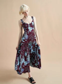 La Ligne Laura Lee Dress Burgundy Toile Shop