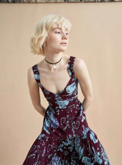 La Ligne Laura Lee Dress Burgundy Toile Shop