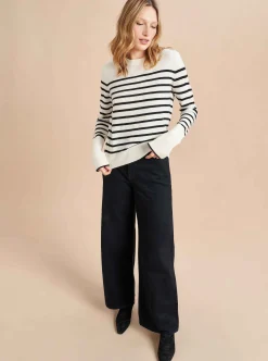 La Ligne Lean Lines Sweater Cream/Black Flash Sale