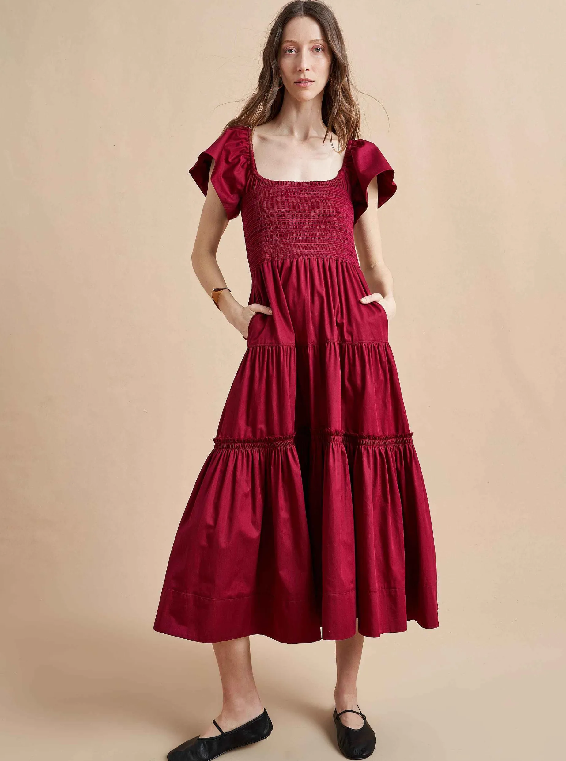 La Ligne Lottie Dress Burgundy Sale