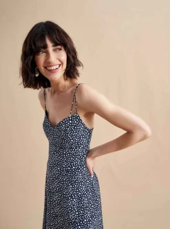 La Ligne Luca Dress Navy/White Dot Flash Sale