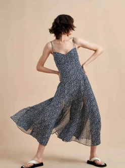 La Ligne Luca Dress Navy/White Dot Flash Sale