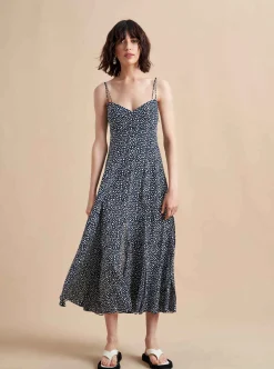La Ligne Luca Dress Navy/White Dot Flash Sale