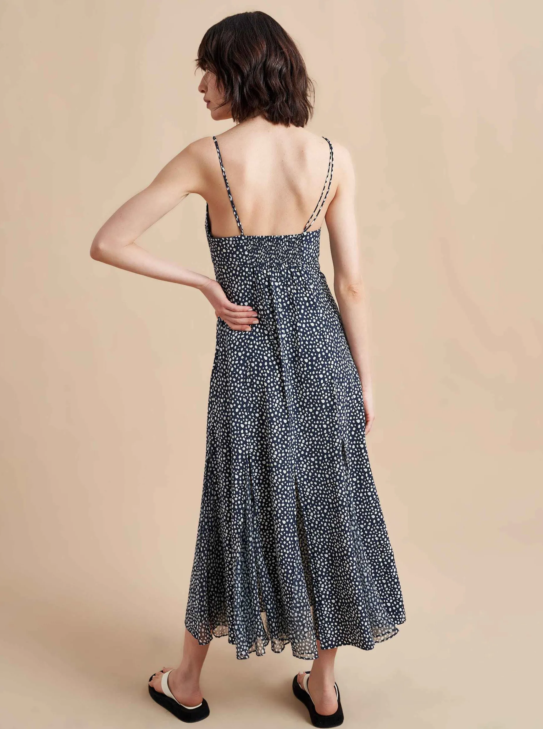 La Ligne Luca Dress Navy/White Dot Flash Sale