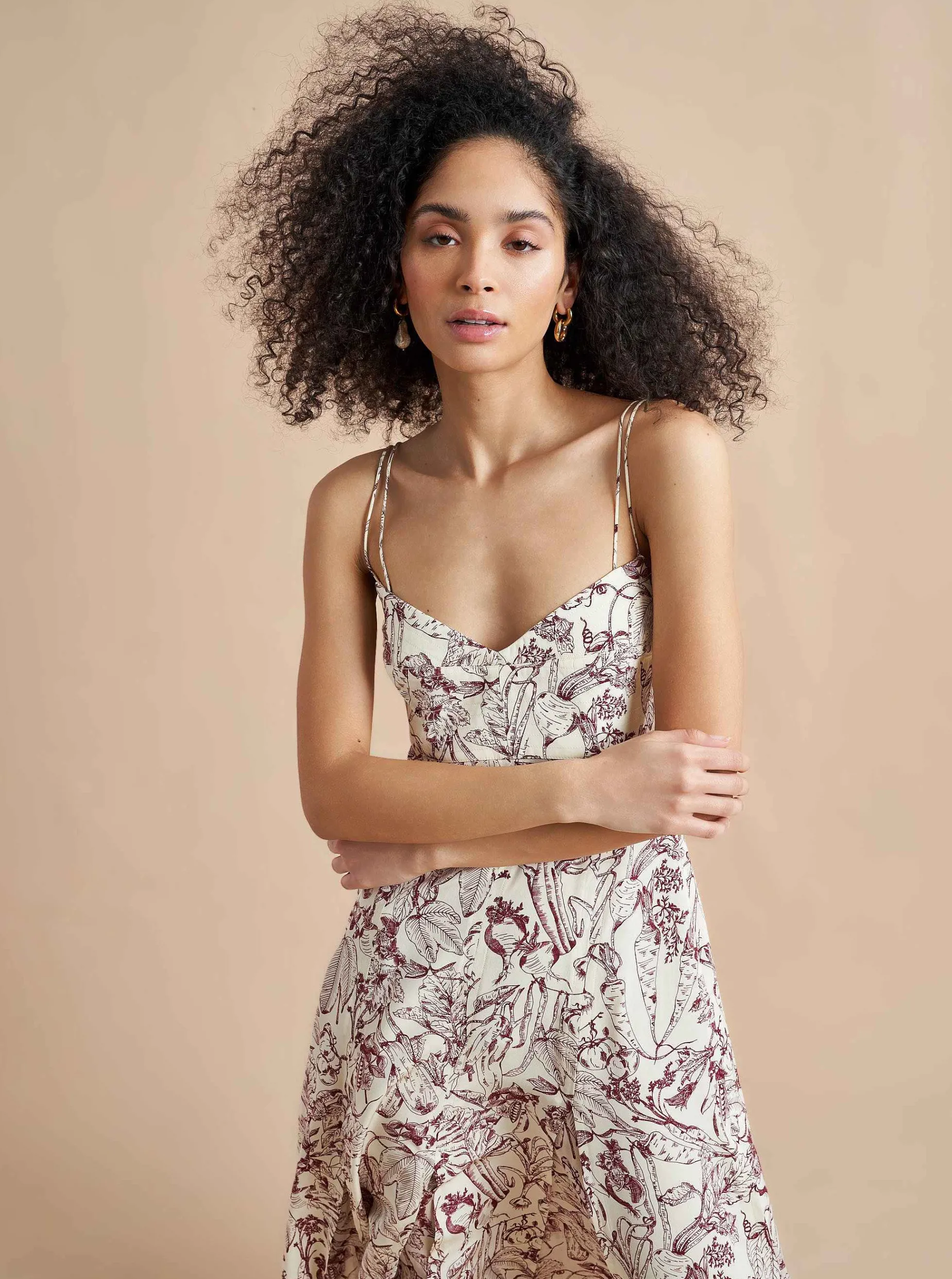 La Ligne Luca Dress Burgundy Toile Discount