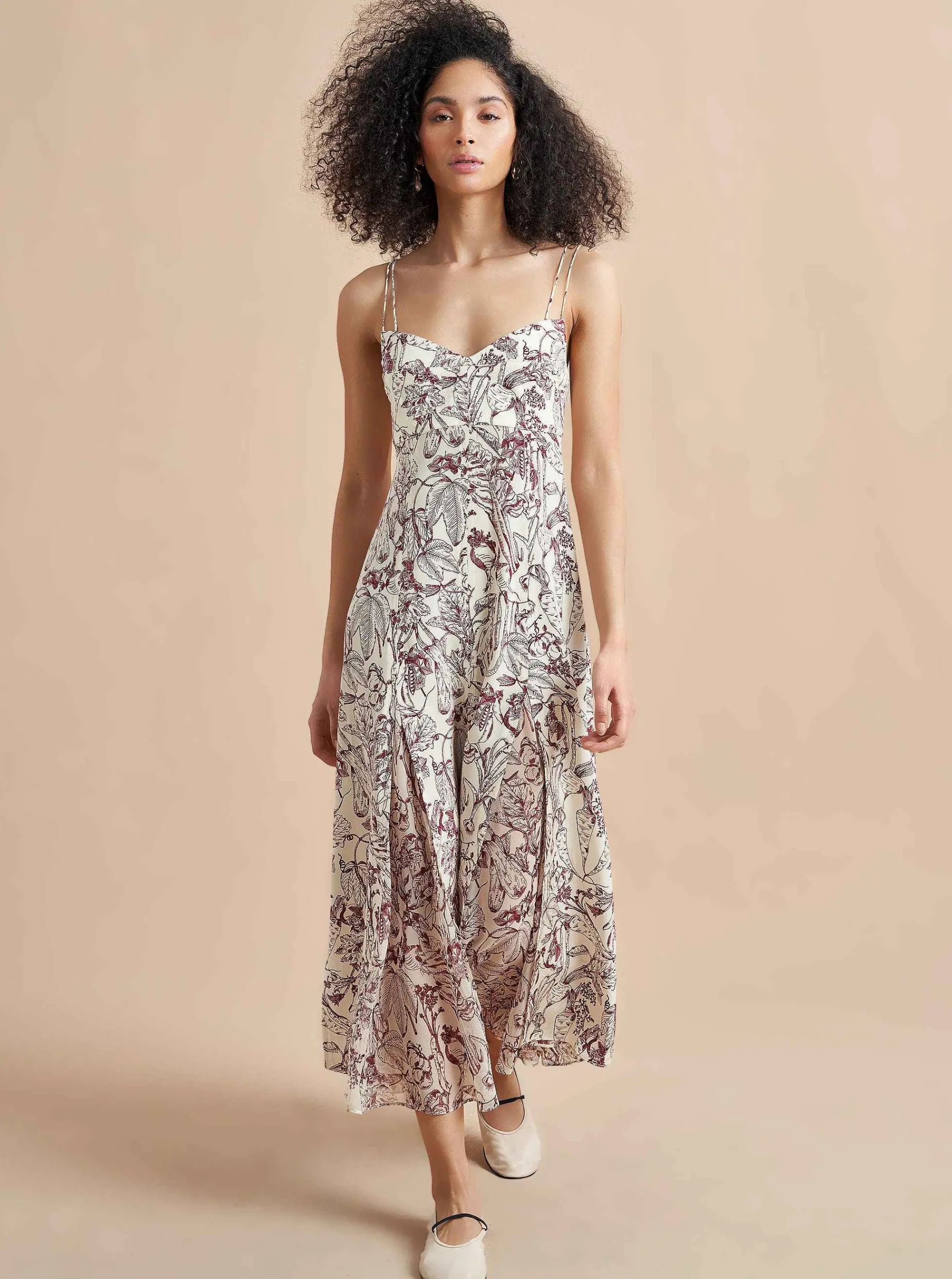 La Ligne Luca Dress Burgundy Toile Discount