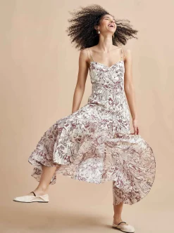 La Ligne Luca Dress Burgundy Toile Discount
