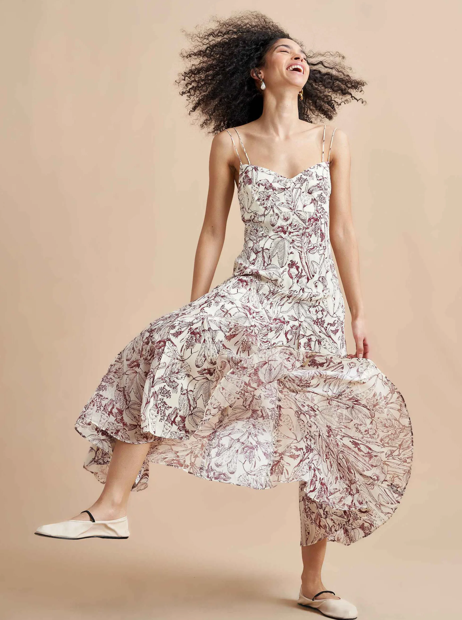 La Ligne Luca Dress Burgundy Toile Discount