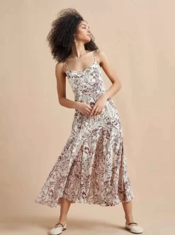 La Ligne Luca Dress Burgundy Toile Discount
