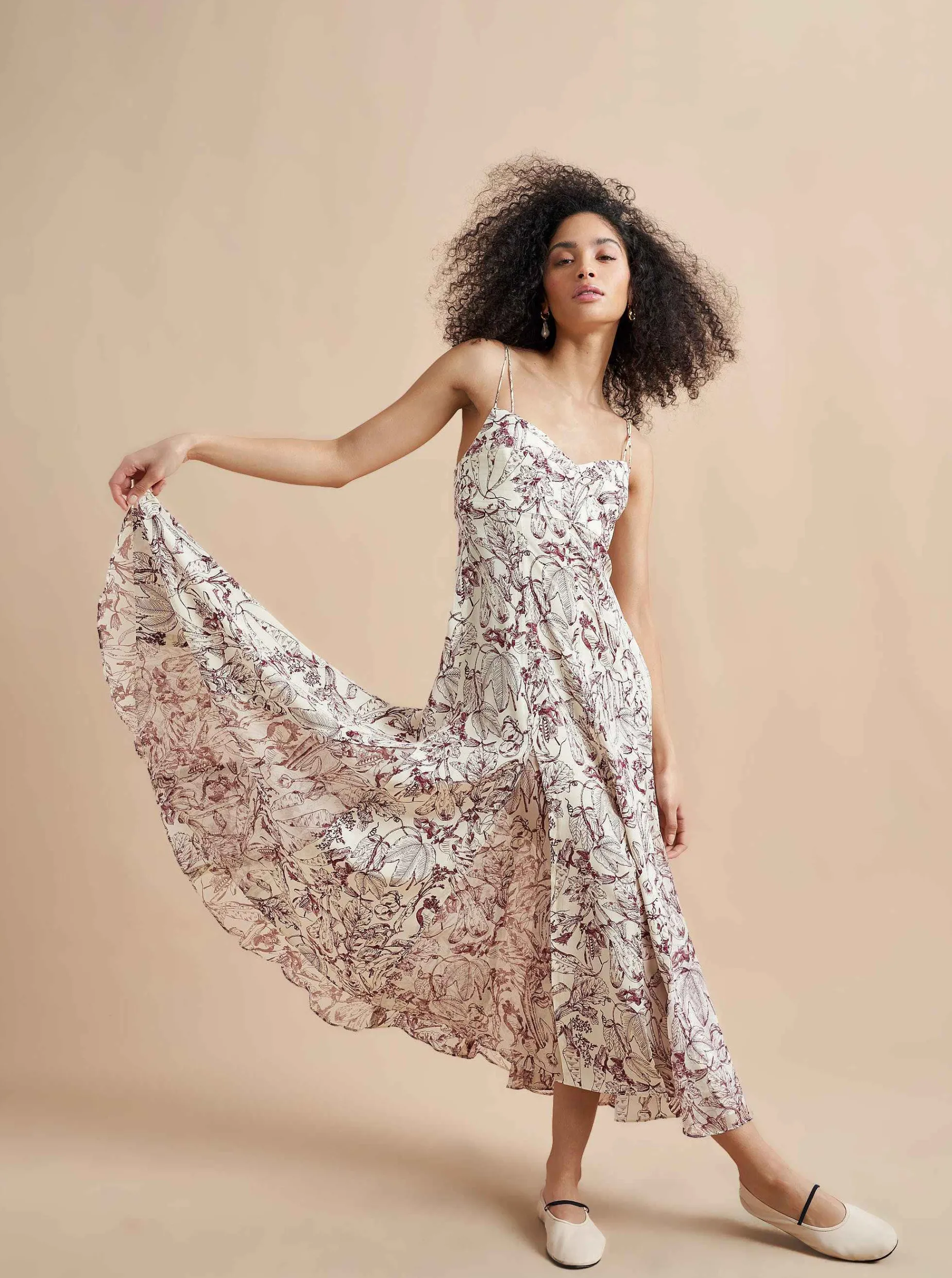 La Ligne Luca Dress Burgundy Toile Discount