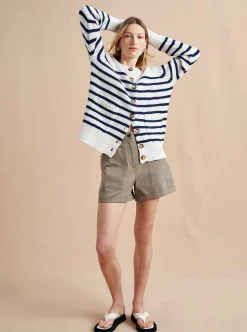La Ligne Marin Cardigan Cream/Navy Best