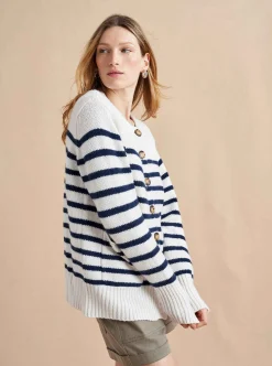 La Ligne Marin Cardigan Cream/Navy Best