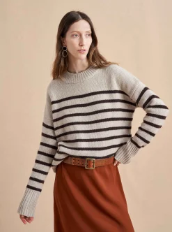 La Ligne Marin Sweater Tan/Chocolate Cheap