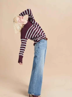 La Ligne Marin Sweater Dark-Plum/Pale-Blue Flash Sale