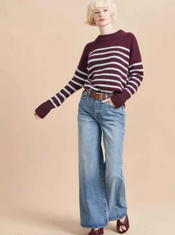 La Ligne Marin Sweater Dark-Plum/Pale-Blue Flash Sale