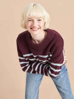 La Ligne Marin Sweater Dark-Plum/Pale-Blue Flash Sale