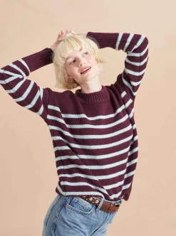 La Ligne Marin Sweater Dark-Plum/Pale-Blue Flash Sale