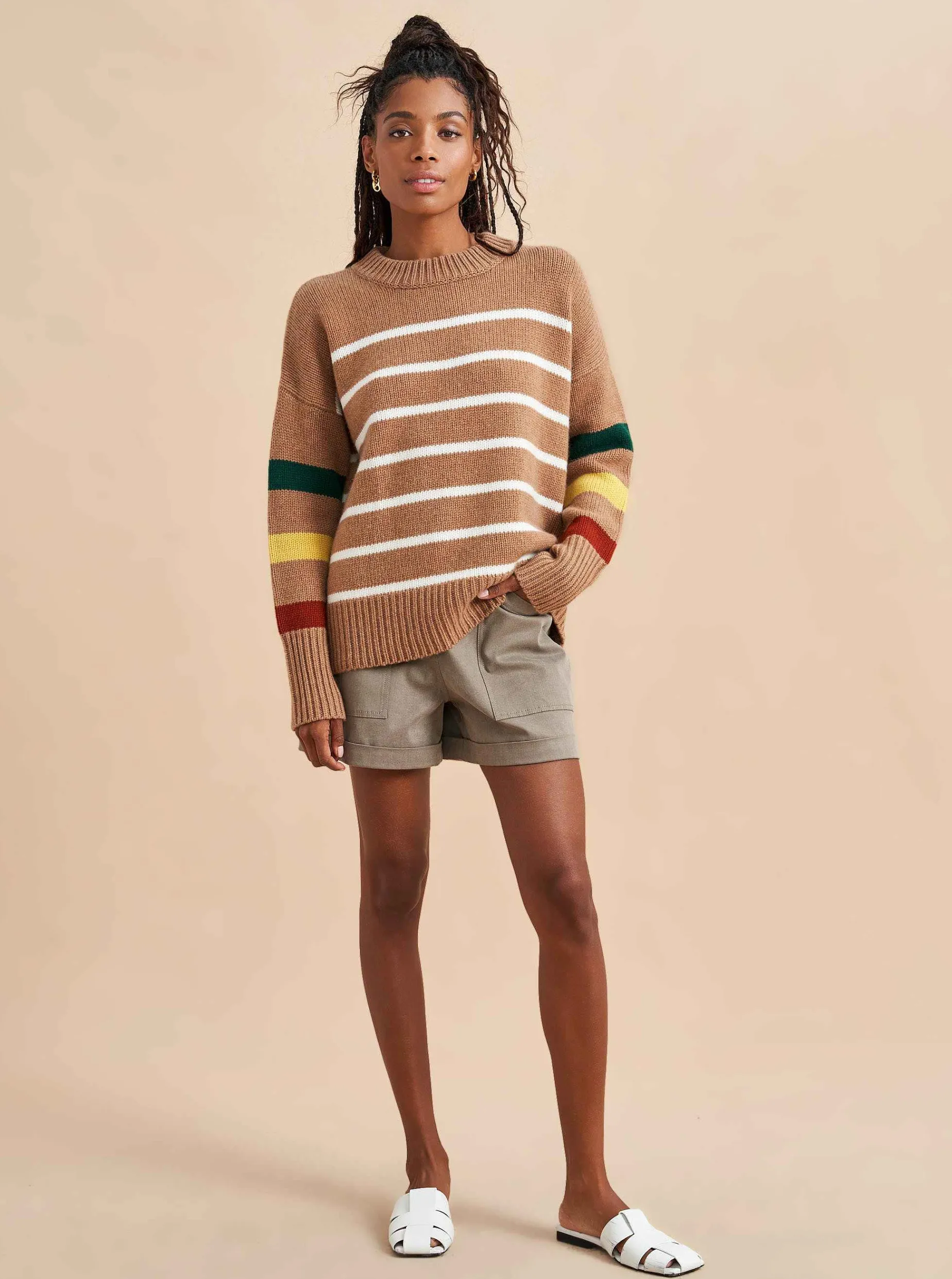 La Ligne Marin Sweater Tan/Multi New