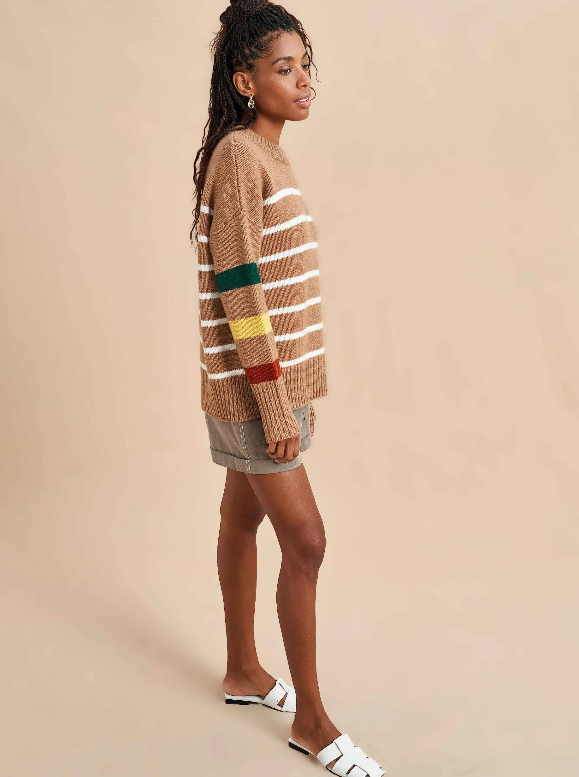 La Ligne Marin Sweater Tan/Multi New
