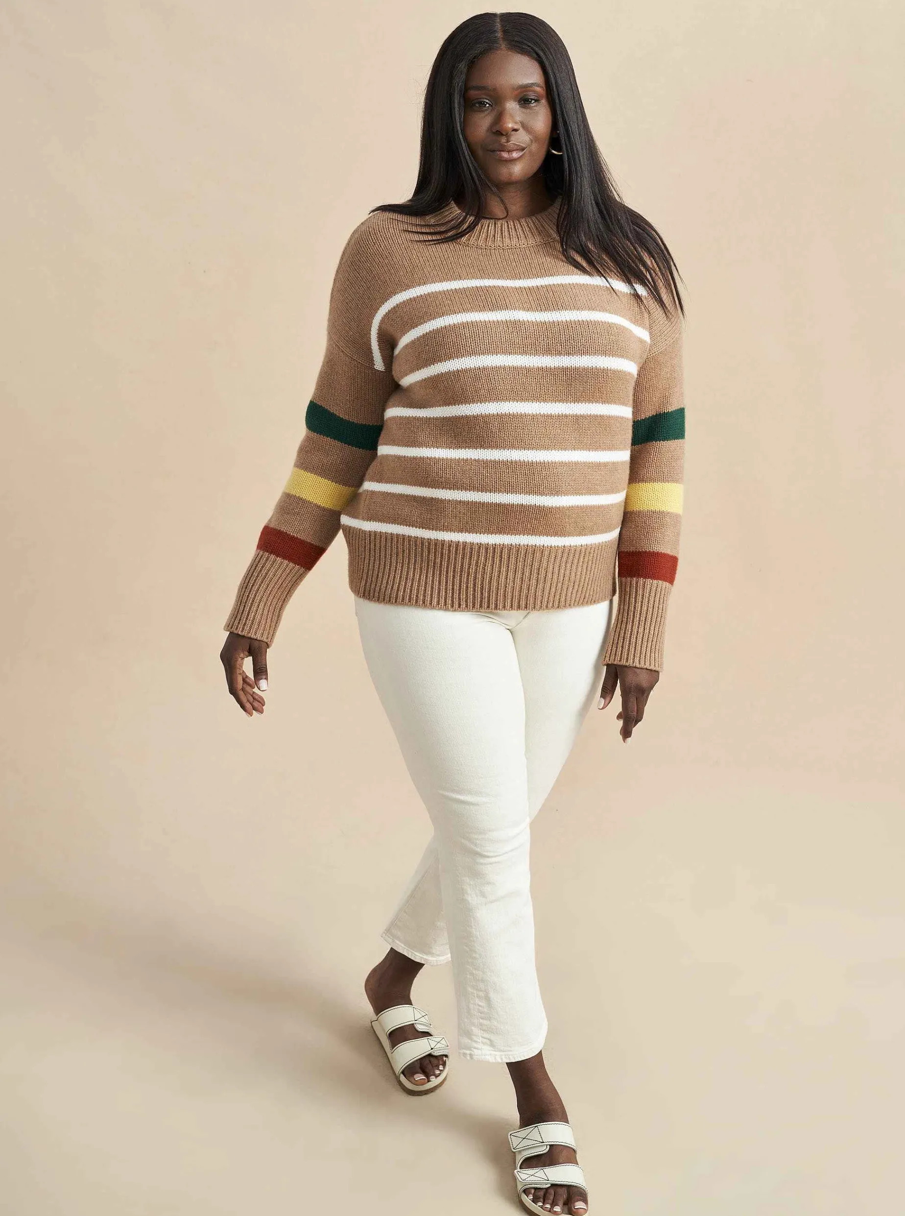 La Ligne Marin Sweater Tan/Multi New
