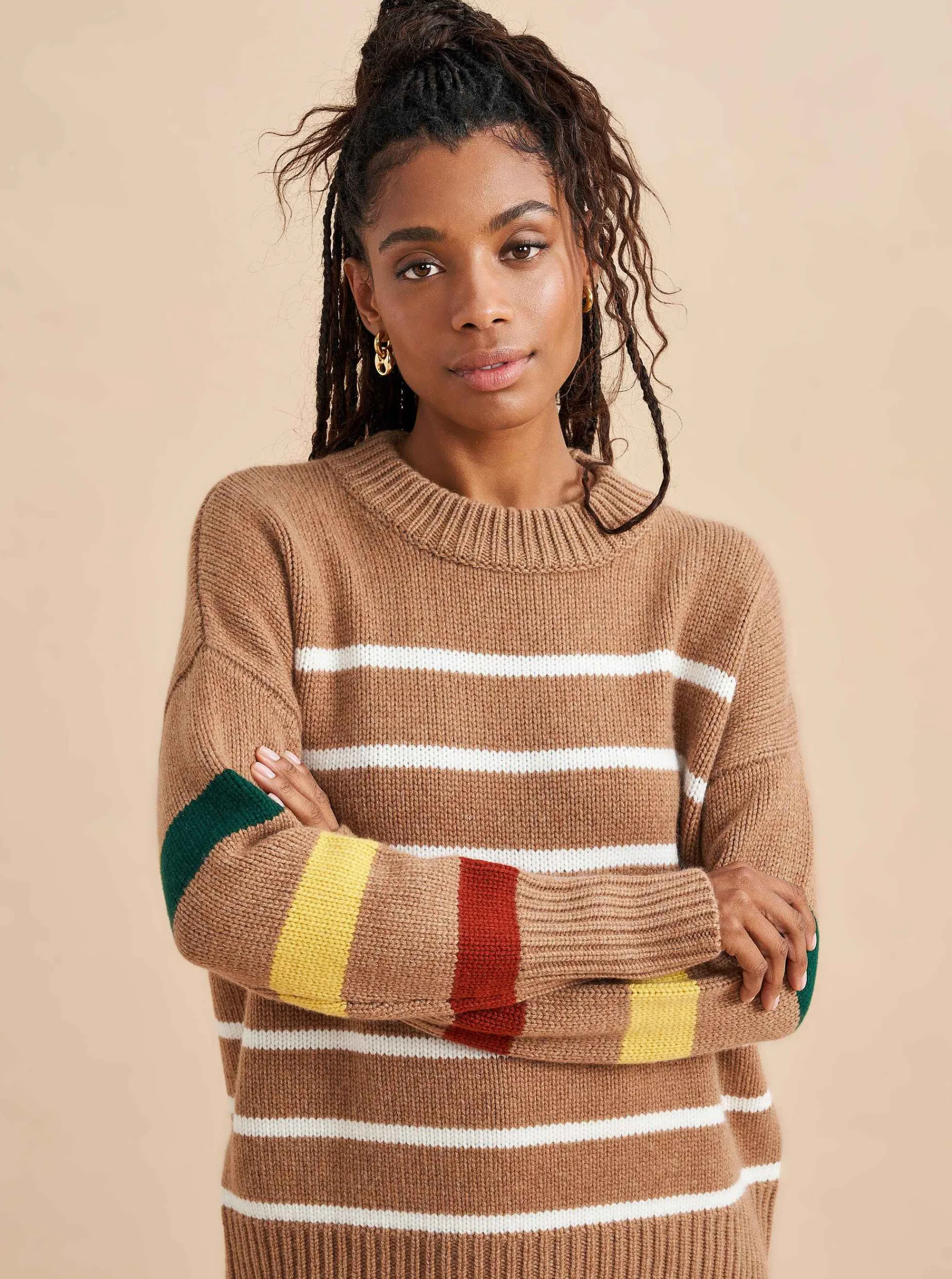 La Ligne Marin Sweater Tan/Multi New