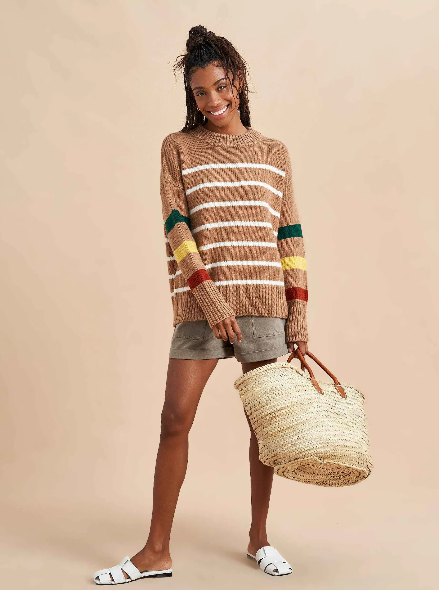 La Ligne Marin Sweater Tan/Multi New