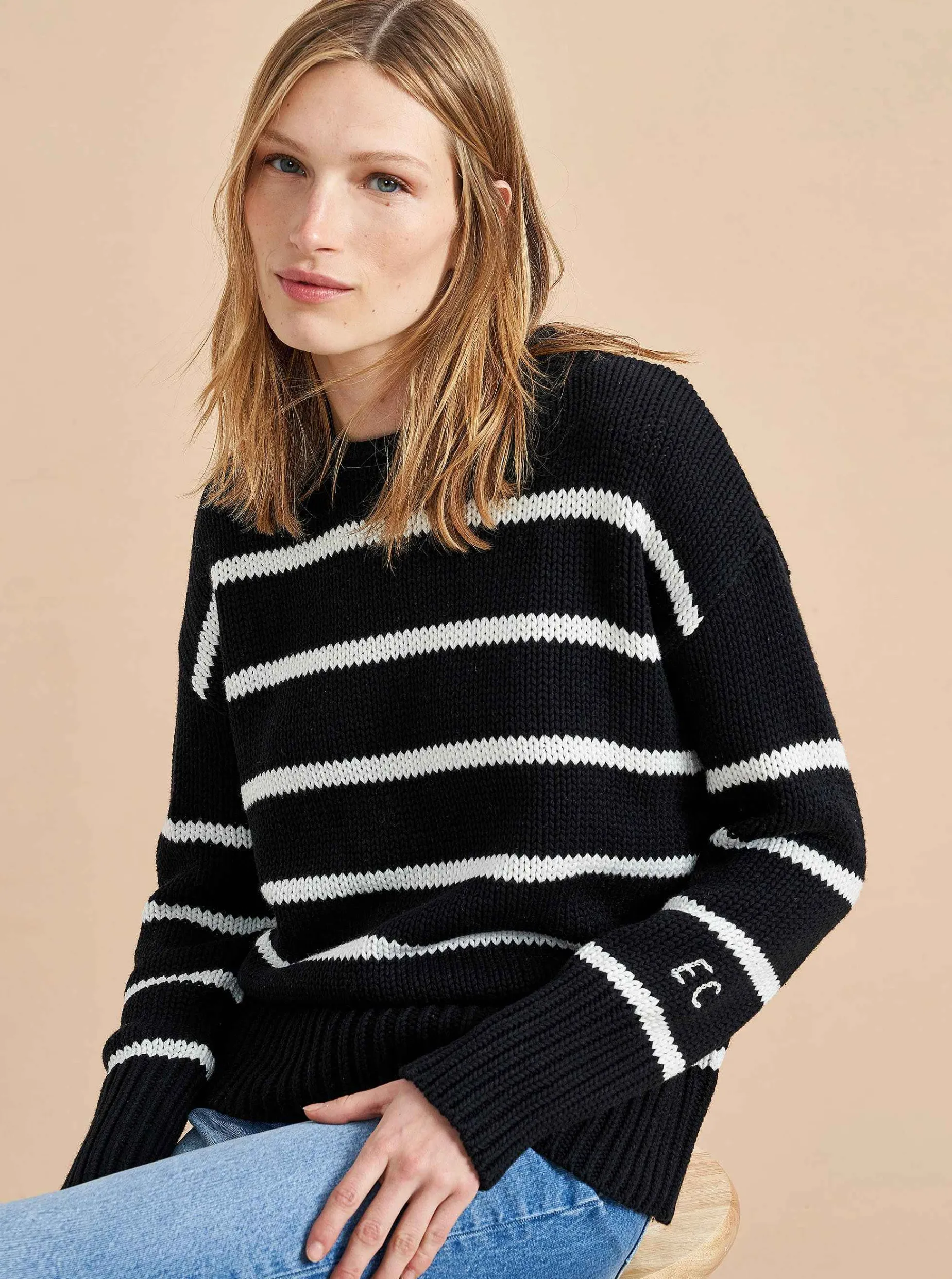 La Ligne Marina Sweater Navy/White Best Sale
