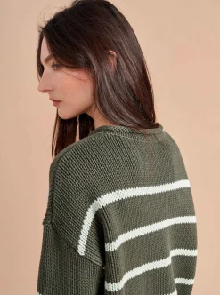 La Ligne Marina Sweater Army/Mint Cheap