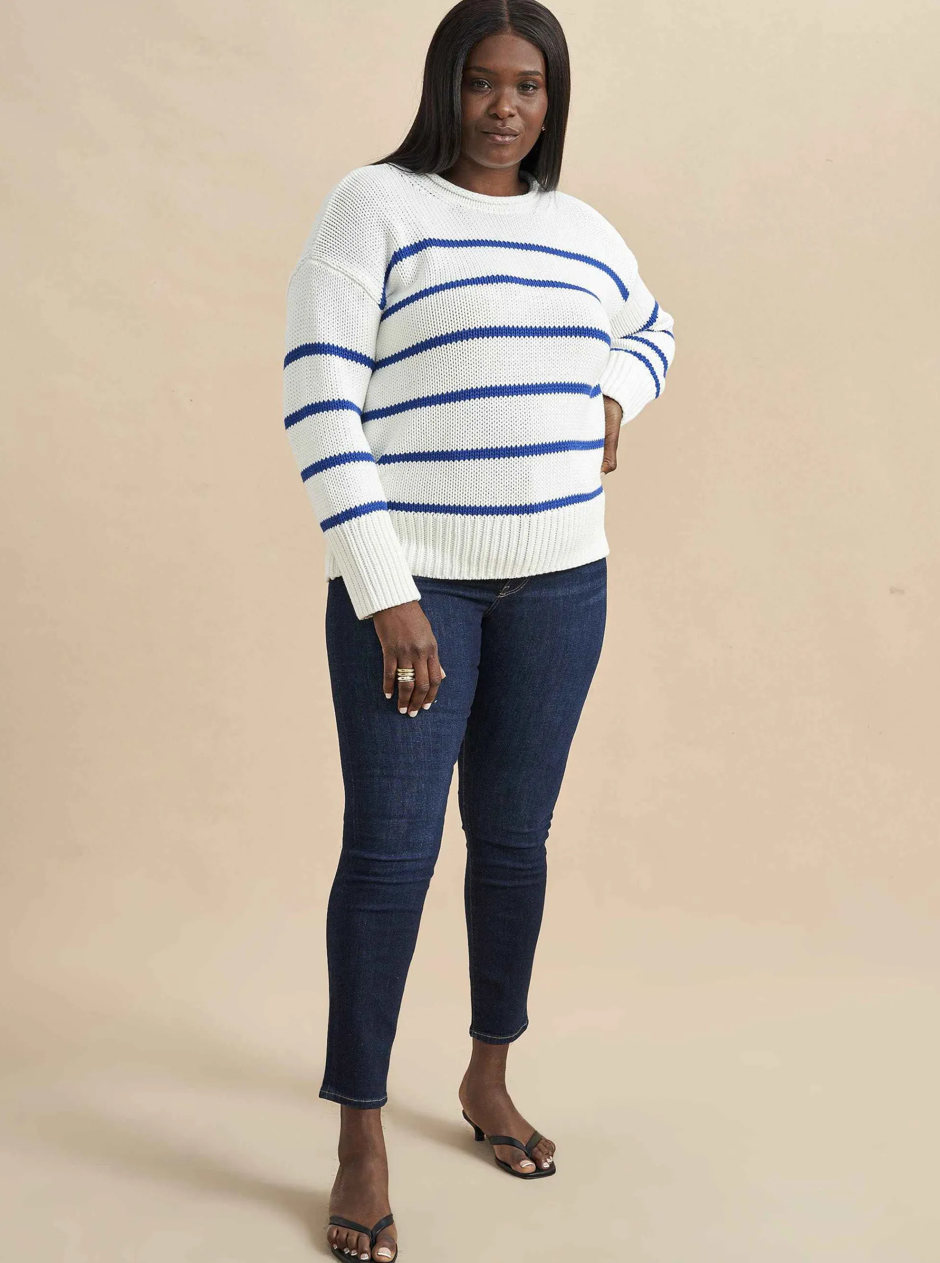 La Ligne Marina Sweater Cream/Cobalt Store