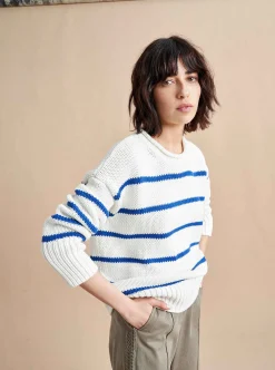La Ligne Marina Sweater Cream/Cobalt Store