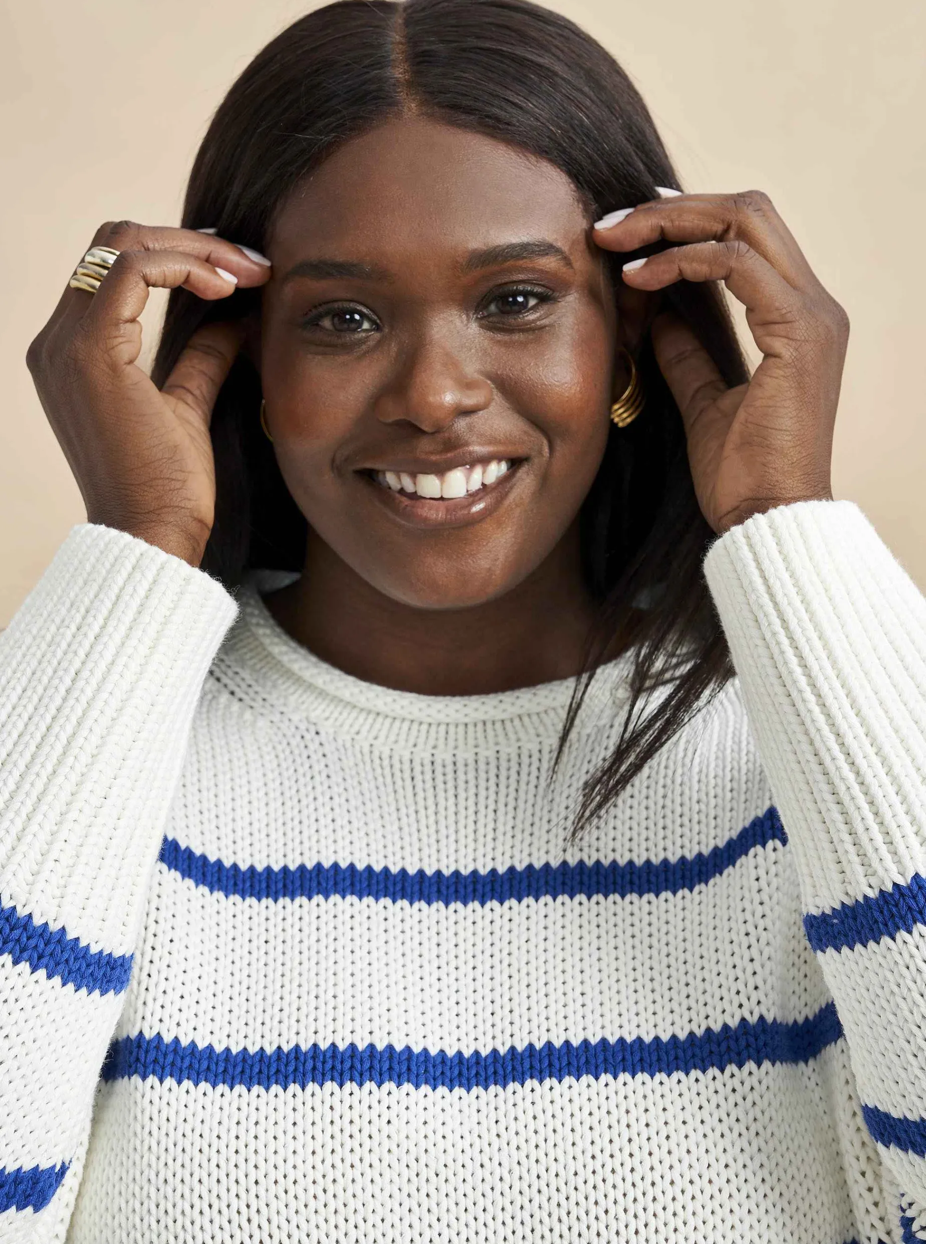 La Ligne Marina Sweater Cream/Cobalt Store