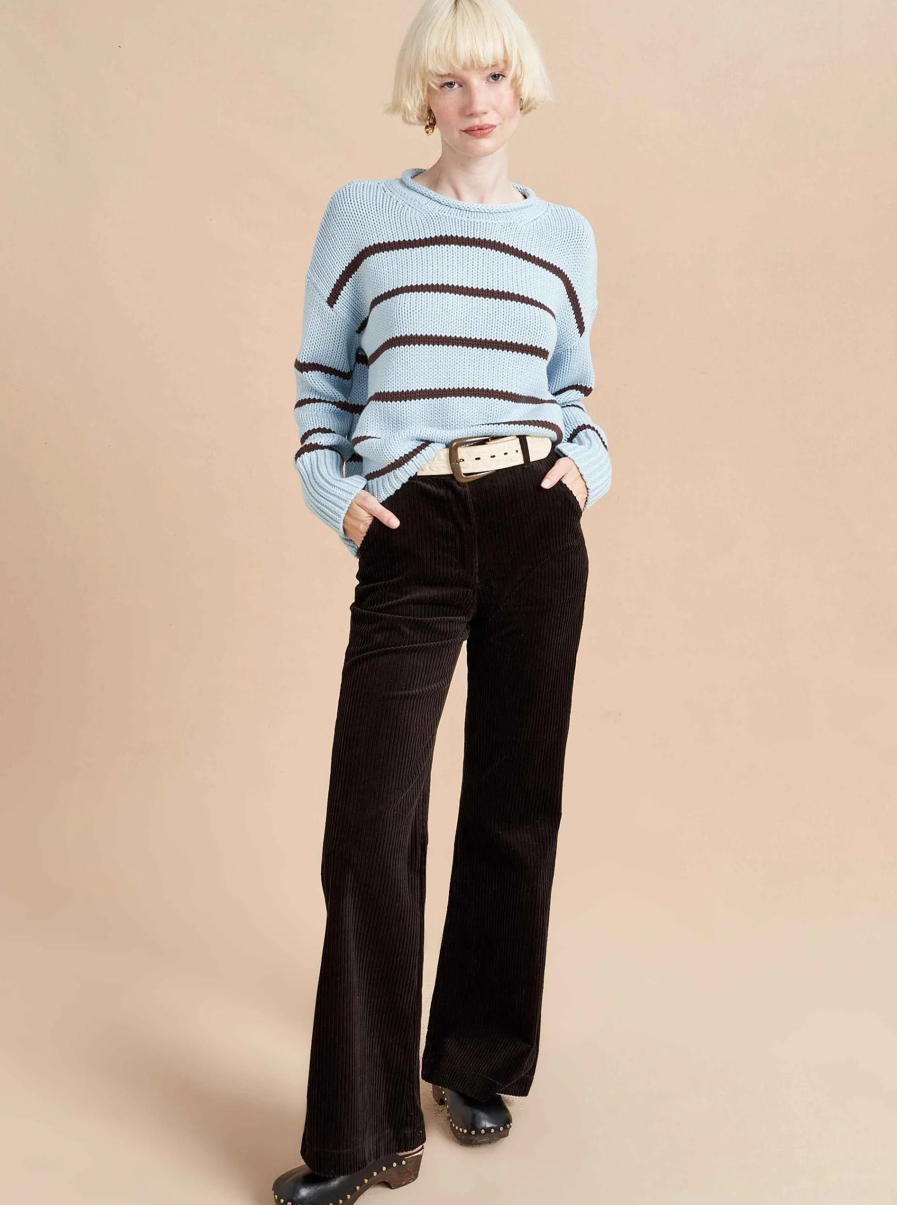 La Ligne Marina Sweater Sky/Chocolate New