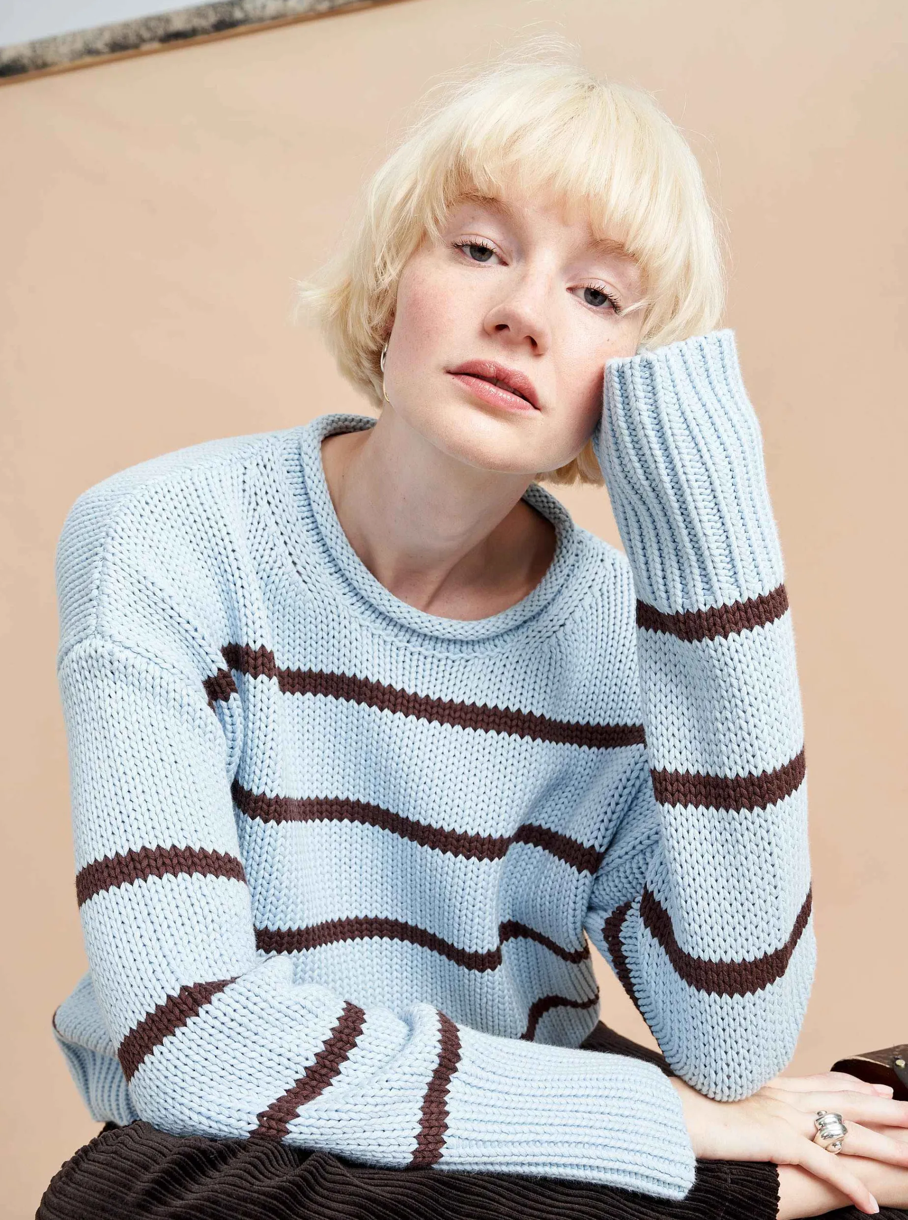 La Ligne Marina Sweater Sky/Chocolate New