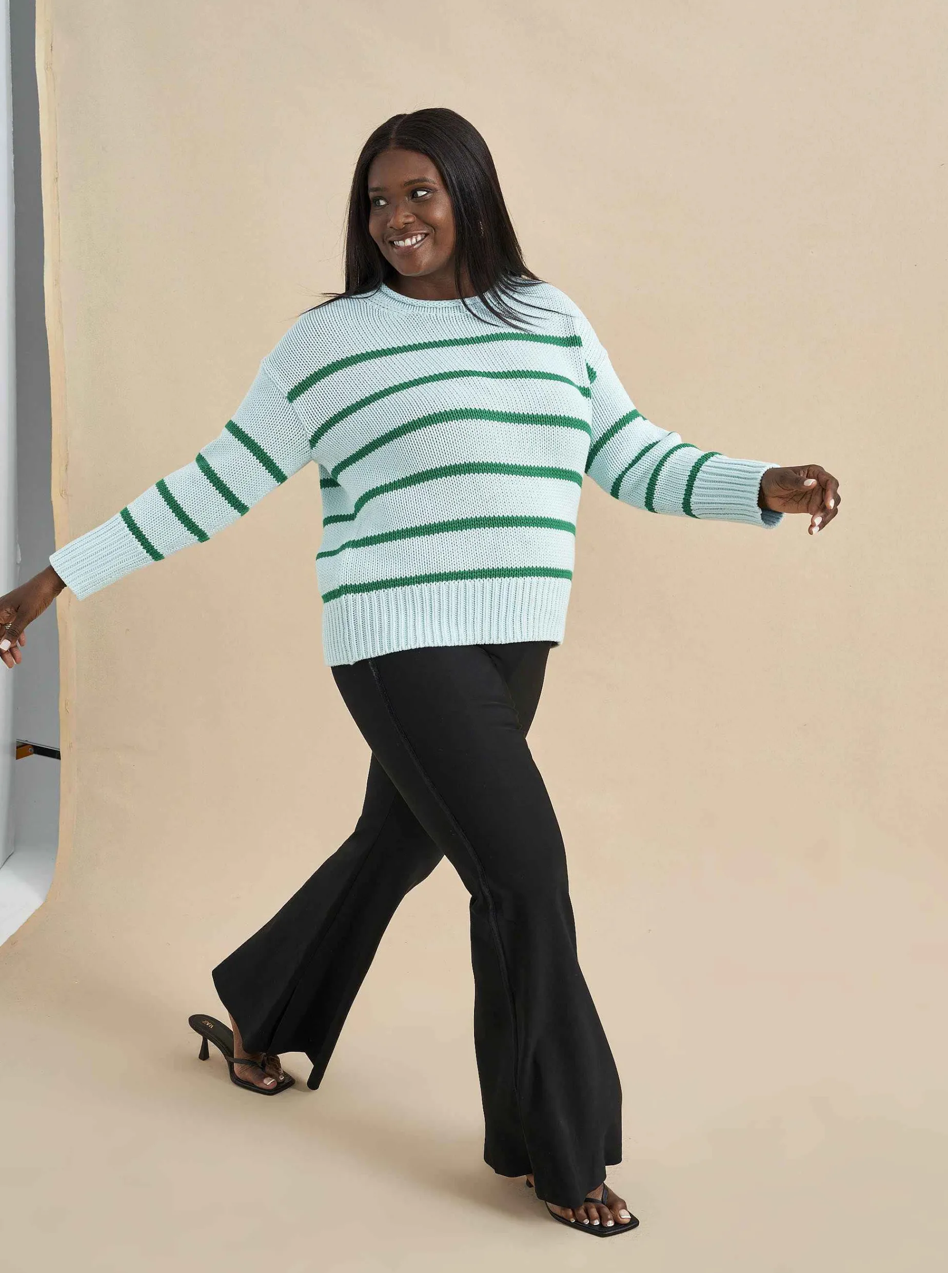 La Ligne Marina Sweater Pale-Blue/Kelly-Green Shop