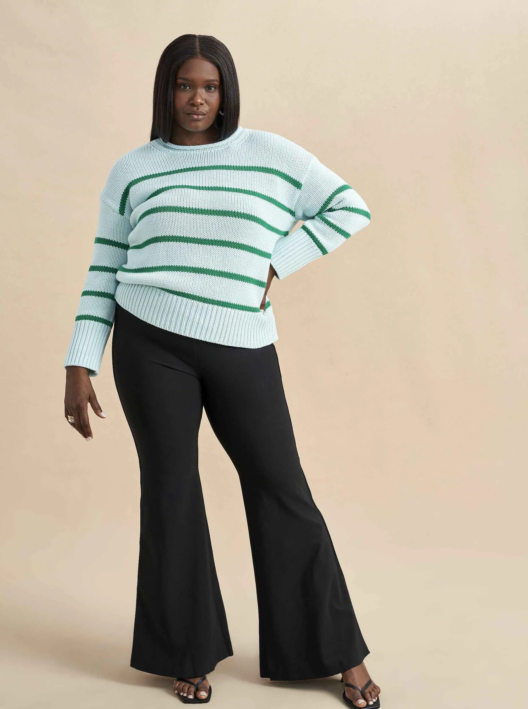 La Ligne Marina Sweater Pale-Blue/Kelly-Green Shop